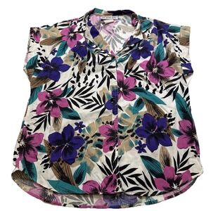 Cabrais Women's Floral Hawaiian Tropical Short Sleeve‎ Shirt